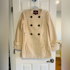 British Style White Women Wool Coat